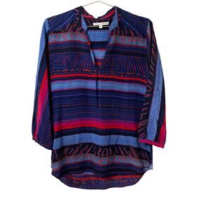 Amanda Uprichard Silk Purple & Magenta Mixed Print Blouse P/XS